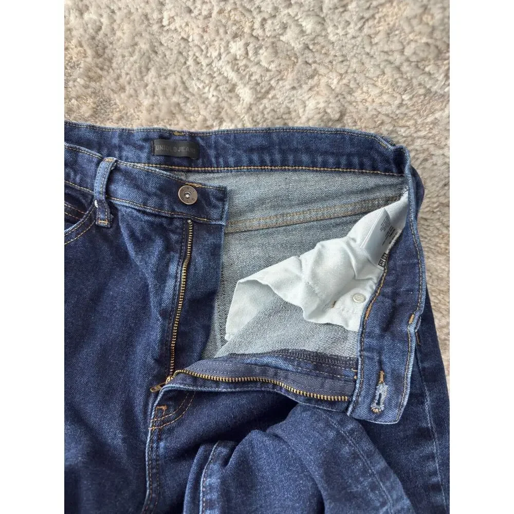 Uniqlo Sz 28 High Rise Slim Flared Jeans Blue Stretch‎ Denim Pants